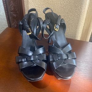 YSL yves saint laurent tribute sandals / heels black sz 38
